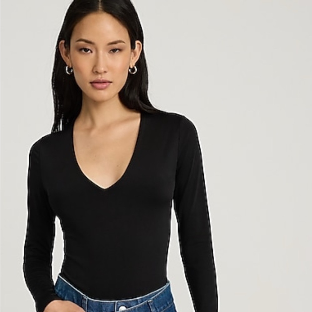 Express Black Fitted Bodysuit with Long Sleeves